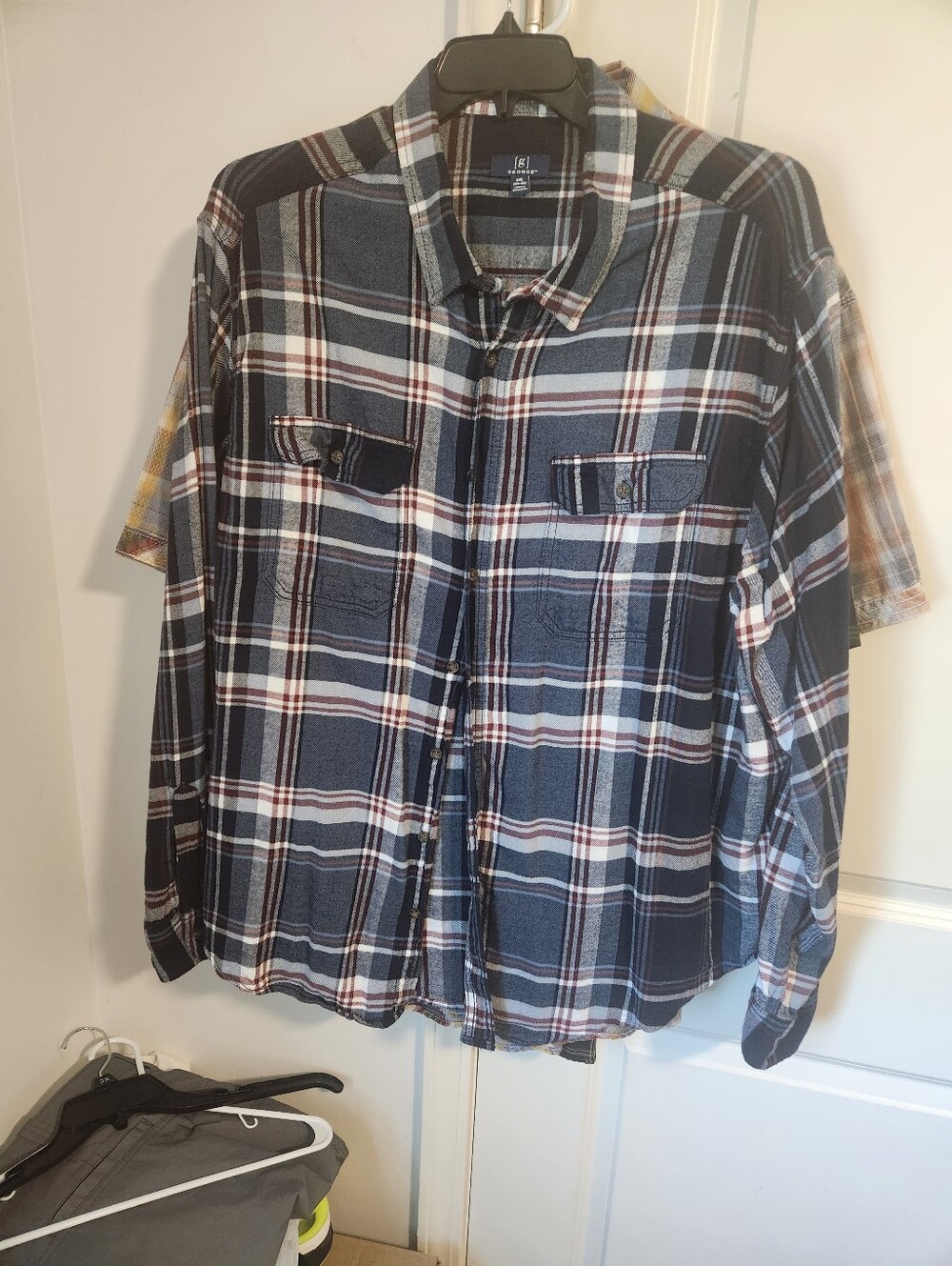 George Men's Casual Plaid Button-Down Shirt